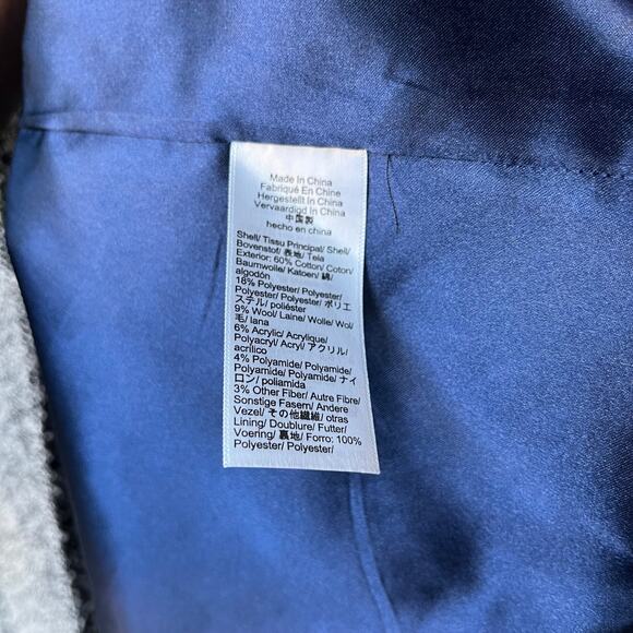 J. Crew Relaxed Italian Topcoat Gray Winter Jacket in Herringbone Size 0 - Picture 9 of 10